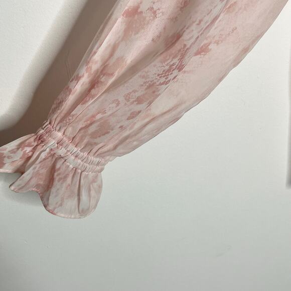 All Saints Womens Penny Masala Top 4 Pink Floral Snake Print Wrap Surplice Sheer - Picture 7 of 10